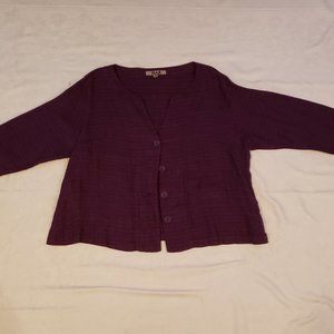 Flax Purple Linen Button Down Top 1G